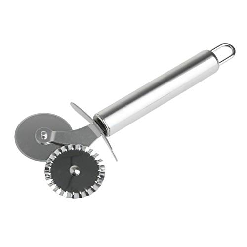 Pastry Ravioli Wheel Cutter, Stainless Steel Single/Double Roller Pizza Slicer Wheel Cutters, Pastry Pasta Pie Crusts Cookies Crimper Cutter Dough Pizza Ravioli Wheel Tools Wavy Edge Blade