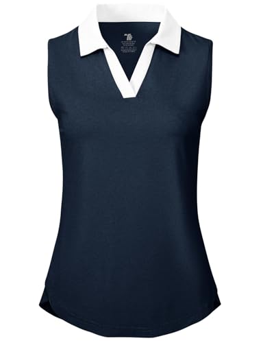 Image of BGOWATU Women's Sleeveless Golf Polo Shirts Collared V Neck Tennis Tank Tops UPF 50+ Quick Dry Lightweight