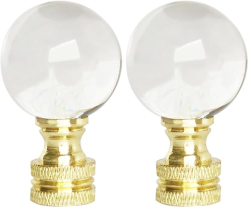 Image of 1Pcs Crystal Lamp Finial Clear Glass Lamp Finial Cap Knob Lamp Decoration for Lamp Shades /Tiffany Style Lamp(Gold Base) (Pack of 2)