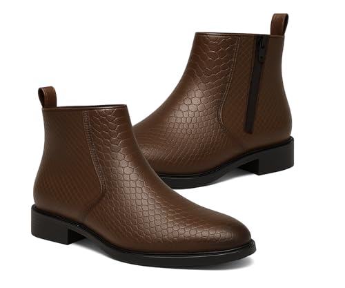 Image of Kraasa Orion-X Men's Vegan Leather Chelsea Boots - Classic Almond Toe Ankle Boots with Textured Finish | Formal & Smart Casual Boots