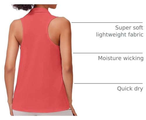 Image of PINSPARK Womens Golf Shirt UPF 50+ Sleeveless Collared Shirts Quick Dry Tennis Polo V-Neck Racerback Athletic Workout Tank