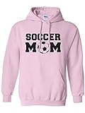 zerogravitee Soccer Mom Adult Hooded Sweatshirt in Pink with black text - Large