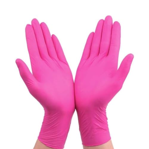 Guanti monouso da 50pezzi Guanti per lavare i piatti Guanti in lattice per la pulizia degli alimenti Guanti per la pulizia del giardino domestico Guanti per la pulizia della casa in gomma Rosa rossa S