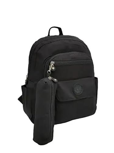 Kit Mochila + Estojo Escolar multifuncional impermeável, mochila feminina, juvenil (Preta)