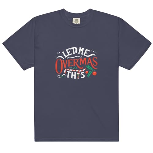 T-shirt Xmas Overthink en coton lourd bleu marine véritable XXL