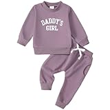 3M-3T Daddys Toddler Baby Girl Clothes Long Sleeve Letter Print Sweatshirt+ Pants 2Pcs Baby Girl Outfits Set (Dark Purple, 2-3T)