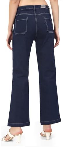 Image of TWGE - Women's Mid Rise Bootcut Jeans - Single Button, Stretchable Denim Pants - Ankle Length - Stylish Casual Wear