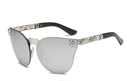 QPRER Sonnenbrille, Brille,Graue Sonnenbrille Roségold-Totenkopf Übergroße Sonnenbrille Designer-Sonnenbrille Cover