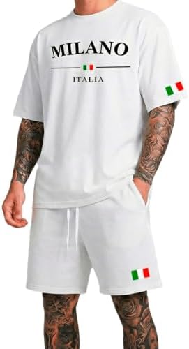 Conjunto Masculino Camiseta e Bermuda Casual Milano Itália Algodã...