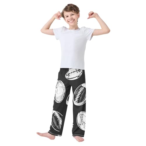 ZZXXB Funny Football Print Boys Long Pants Soft Trousers Elastic Waist Kids Lounge Bottoms with Pockets S-XL2