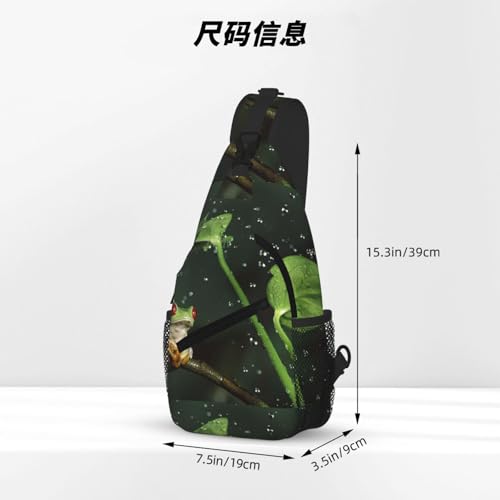Cross Chest Bag Diagonally-Peace Tree Frog Print Durable Hiking Daypacks With Large Capacity For Women Men4