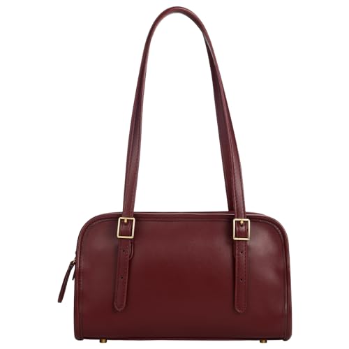 MINKARS Bolsa giratória, bolsa de ombro com zíper, Vinho tinto