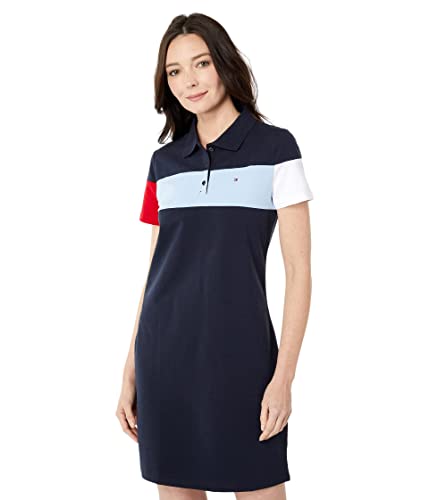 Tommy Hilfiger Damen Short Sleeve Collared Polo Dress Lässiges Kleid, Sky...