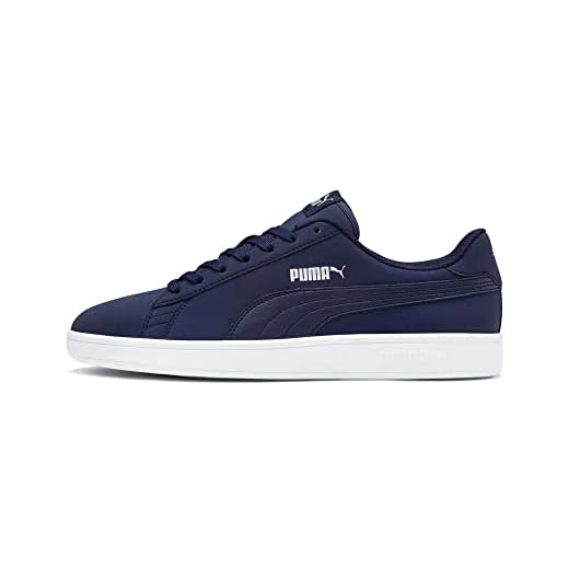 PUMA Unisex Smash V2 Buck Sneaker, Peacoat Puma silvervit - 40 EU