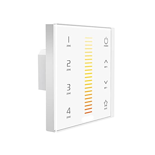 LAZIRO Led Color Temperature Controller 4 Zones Touch Panel Wall Mount 2.4GHz DMX 100V-240V Input with 5A 4 Channel CT Strip Use Compatible with LTECH (Color : EX6)