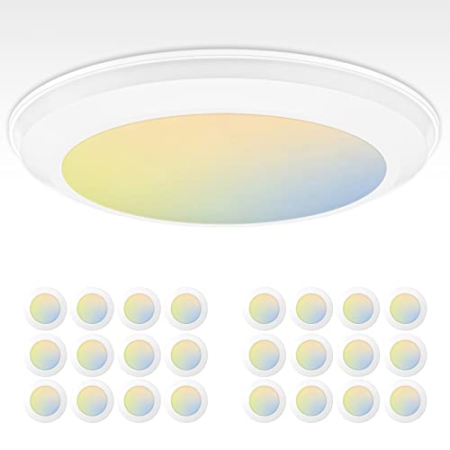 Amico 24 Pack 5/6 Inch LED Disk Lights, Dimmable Flush Mount Ceiling Downlight, 2700K/3000K/4000K/5000K/6000K Selectable, 12W Eqv 110W, 1050LM, Retrofit Surface Mount Ceiling Downlight, ETL&FCC Amico 24 Pack 5/6 Inch LED Disk Lights, Dimmable Flush Mount Ceiling Downlight, 2700K/3000K/4000K/5000K/6000K Selectable, 12W Eqv 110W, 1050LM, Retrofit Surface Mount Ceiling Downlight, ETL&FCC
