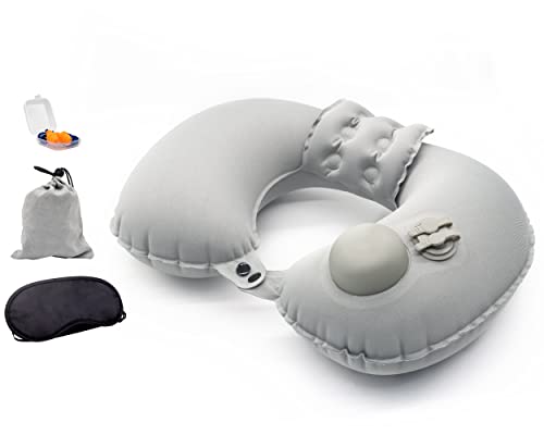 Leaflai Almohada de Cuello Inflable Almohada de Viaje Compacta y Portátil Almohada de Cuello...