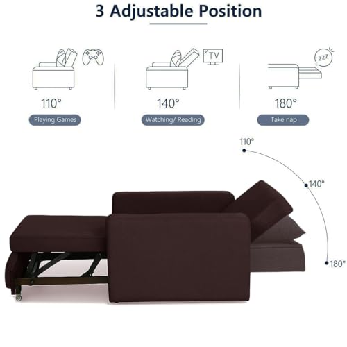 Image of CASASTYLE Seria 1 Seater Pull-Out Premium Fabric Sofa Cum Bed Sofa Set for Living Room (Brown Fabric)