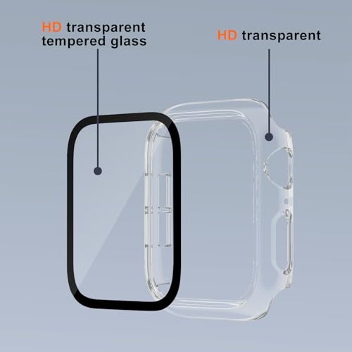 Image of 2 Pack Case for Apple Watch Screen Protector SE 3(2025) SE 2 /SE /Series 4 5 6 44mm with Tempered Glass | Slim Guard Bumper | Full Coverage Hard PC Protective Cover | Compatible iWatch 44mm