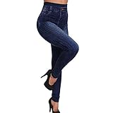Fliegend Damen Jeggings Treggings Große Größen Jeansoptik Leggings Elastic Jeans High Waist Skinny Hosen Strumphose S