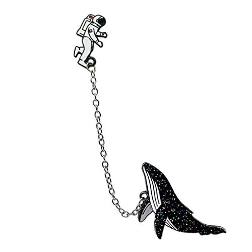 Jinzuke Collare delle Ragazze delle Donne del Fumetto del Distintivo Astronauta Balena Spilla in Metallo Gioielli Spilla Breastpin