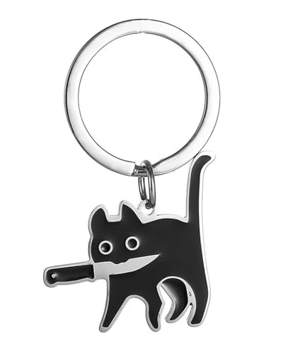 HUVZOR Porta-chaves preto para casais de gatos, decoração de gatos, cesta divertida de Halloween, presentes para amantes de gatos, adolescentes, preto (A)