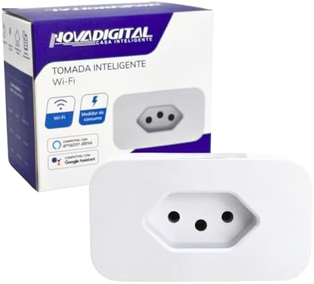 Tomada Inteligente Wi-Fi Novadigital Branco 10A Compatível Alexa ...