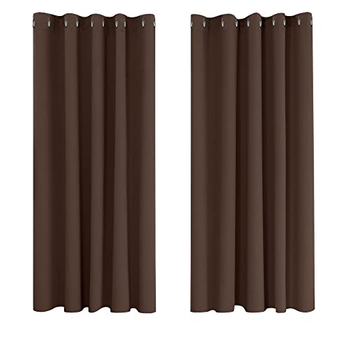 Image of Deconovo Thermal Curtain Heat Protection Opaque with Eyelets Brown