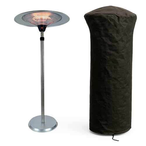 Tempo Style - Estufa eléctrica Saturno | Hongo calefactor por infrarrojos de diseño elegante | Regulable en altura con base estable y estructura de metal | Ideal para exterior/interior (aluminio)