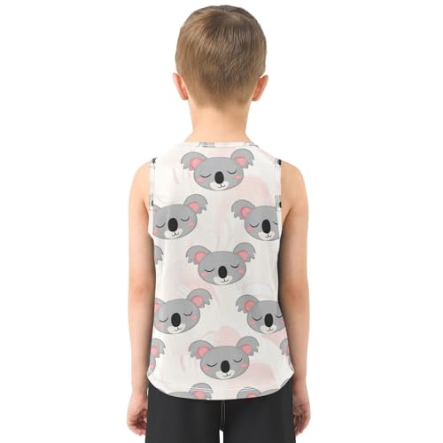 J JOYSAY Cartoon Koala Head Rosy Boys Tank Top Sleeveless Muscle Shirts Quick Dry Kids T-Shirts 3-15T3
