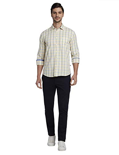 Image of Parx Men's Cotton Blend Checks Pattern Slim Fit Semi Cutaway Collar Full Sleeve Casual Shirt