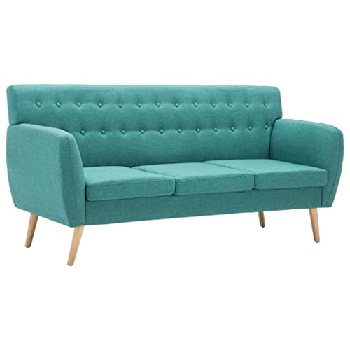 vidaXL Sofá de 3 Plazas Tapizado de Tela 172x70x82cm Verde Mobiliario Hogar