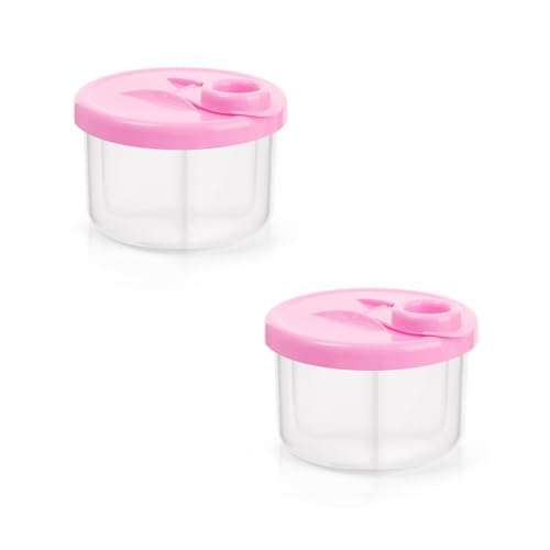 Image of Accmor Baby Formula Dispenser On The Go, Non-Spill Rotating Three-Compartment Formula Container to Go, Milk Powder Kids Snack Container for Infant Toddler Travel, Pink, 2 Pack