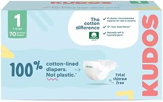 Kudos Chlorine Free Cotton-Lined Premium Diapers Size 1-70 Count - (Pack of 1)