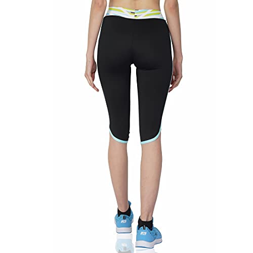 Image of Vector X Polyester Relaxed Regular Fit Capri Activewear for Women (Black)
