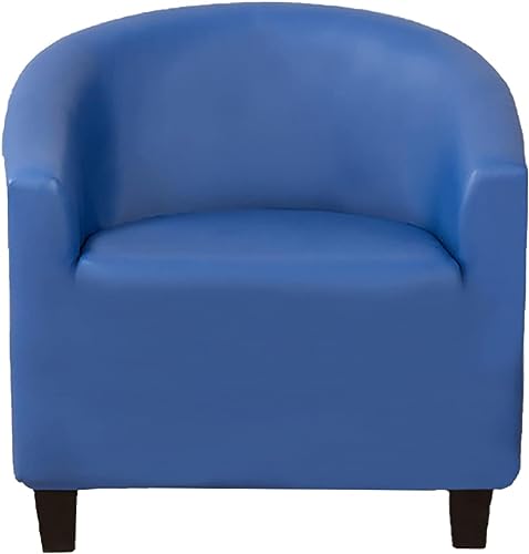 HJYXXSR Funda Impermeable para sillón de bañera, 1 Pieza, de Piel sintética, elástica, Suave, con Base elástica, Redonda, para sofá, Protector de Muebles para cafetería (Color: Azul Real)