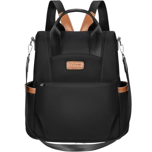 Eshow Sac a Dos Femme Antivol, Sacs à Main Portés Dos Elégant Léger 3 en 1, Petit Sac Bandoulière Fort Backpack Casual pour Voyage Travail Université Loisirs Shopping Noir