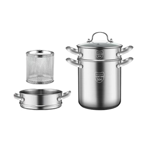 Juego de freidora universal de acero inoxidable con cesta y calentador de leche, olla de sopa de 5 litros para freír y hervir patatas fritas perfectamente, esencial para la cocina