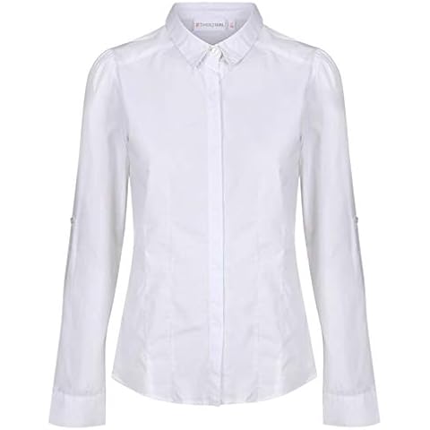 EX-BHS Tammy Girls School Shirt Blouse Ages 4-16y Long Sleeve Roll Up Sleeve Slim Fit White Cover