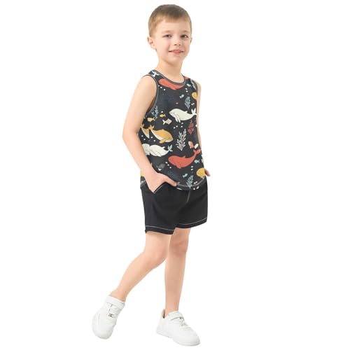 Boys Tank Top Shirts Cartoon Ocean Life Whale Sleeveless T-Shirts Crew Neck for Kids Clothing Children4