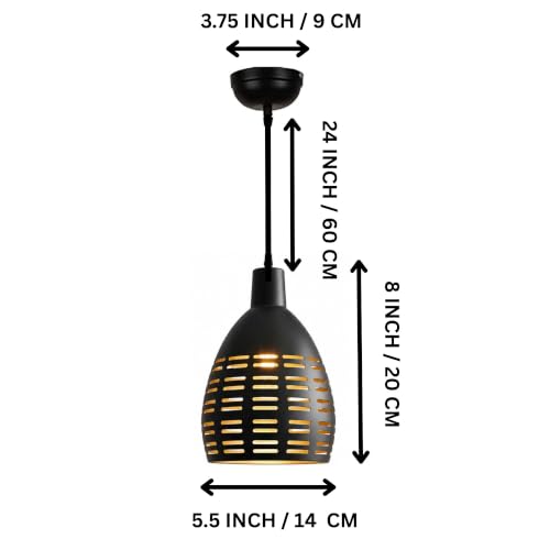 Image of GreyWings Black Aluminium Hanging Light Pendant Lamp, Antique Ceiling Light for Home Decor, Bulb Not Included, Pack of 3