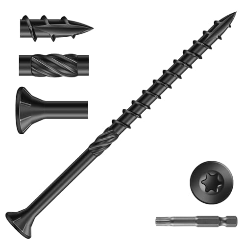 Image of #10 x 2-1 /2 inch Deck Screws (71Pcs) 1lb. Carbon Steel, Black, Flat Head, Rust Resistant epoxy Coated, with T25 Star Bit