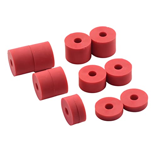 Hawkeng 6mm (M6) Super Soft Rubber Spacers Standoff Washers Shore A 38 (12 Pack) 4 x 15mm, 4 x 10mm, 2 x 5mm - Red