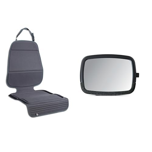 Image of Munchkin Car Seat Cover and Baby Backseat Mirror, Includes Elite Seat Guardian Protector for Under Baby Car Seats & Toddler Booster Seats and Pivot 360 Adjustable Auto Mirror for Rear Facing Carseats