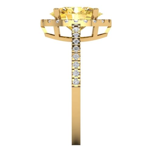 2.27 ct Oval Cut Natural Citrine 14k White Gold Halo Solitaire with Accents Wedding Engagement Bridal Promise Ring3