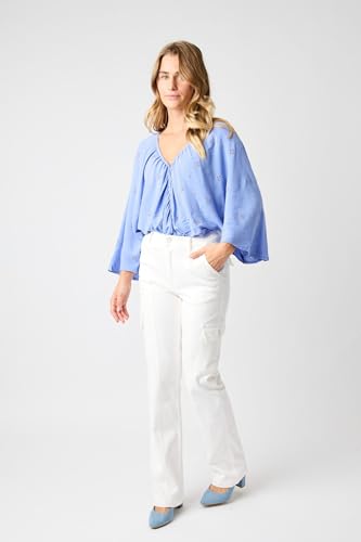 'Fiercely Bella Boutique' Hi-Waisted, Cargo, White, Straight Jeans4