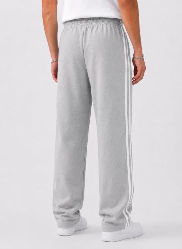 Image of ENDEAVOUR WEAR Men's Baggy Striped Relaxed Oversized Fit Track Pants | Cotton Rich Fabric | Straight Loose Fit Non-Cuffed | Gym, Streetwear & Casual Comfort Track Pants Lounge Pants