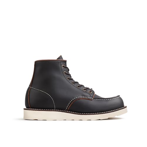 Image of Red Wing Shoes Heritage Classic Moc #8849 Men's 6-Inch Boot, Full Grain Oiled and Waxed Leather, Traction Tred Wedge Sole, Black, 7.5 Medium (D)