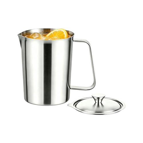 Tasses À Mesurer En Acier Inoxydable | Récipient En Acier Inoxydable Double Graduation Thermorésistant Avec Couvercle | Verre Doseur Grande Capacité | Pour Cuisson Préparation Four Lave-Vaisselle Cong