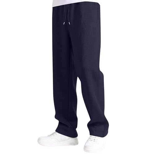 Boys' Baggy Sweatpants Straight Leg Open Bottom Casual Pants Fleece Lined Warm Winter Outdoor Preppy Uniform Pants3